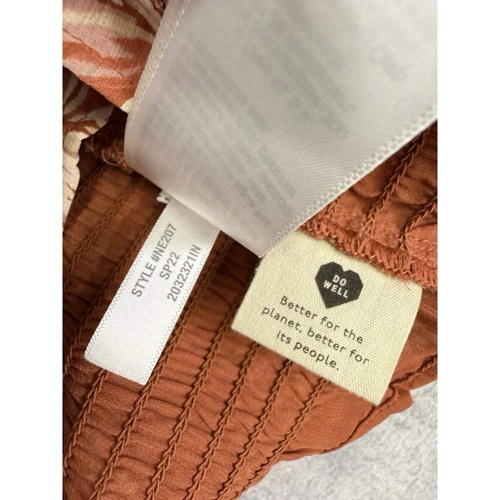 Madewell Georgette Lucie Puff-Sleeve Smocked Top Moody Blooms Rusty Torch XXS